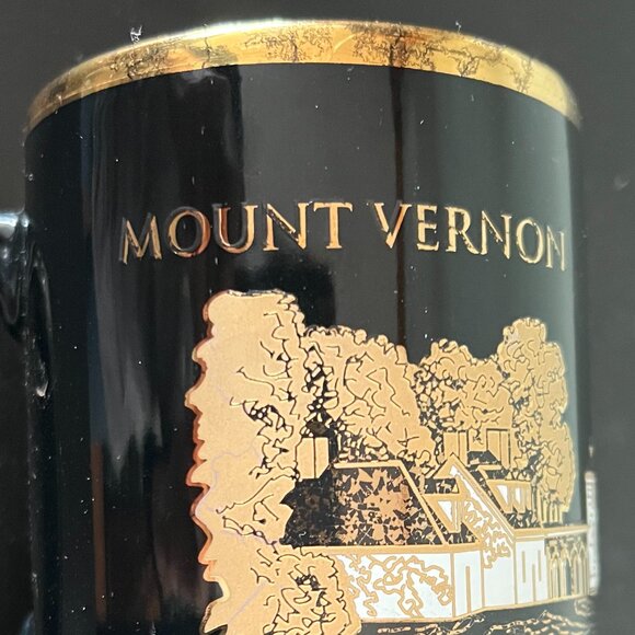 Vintage Mount Vernon George Washington Estate Mug in Black & Metallic Gold - Picture 2 of 9